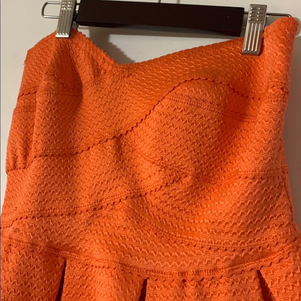 B Darlin Fiery Orange Strapless Dress 🥻 - Picture 3 of 4